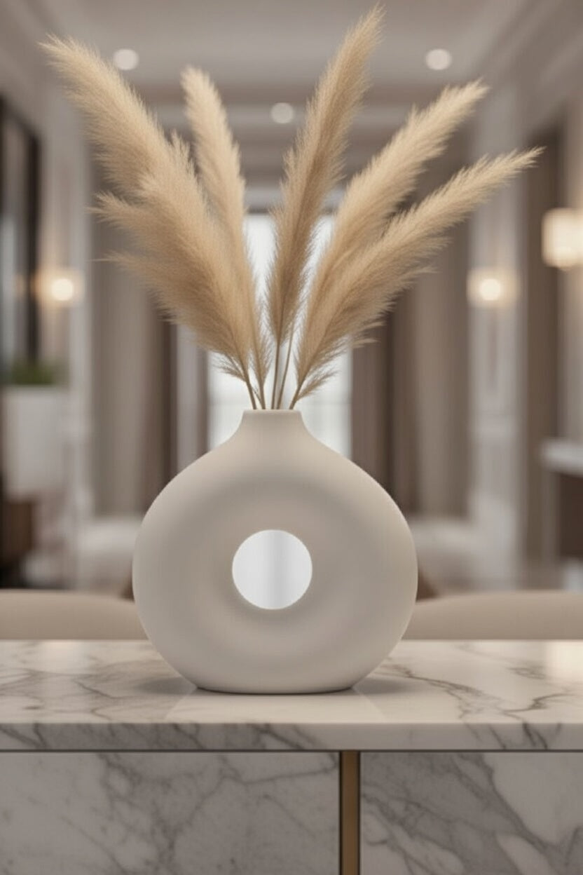 Safir Design Iskandinav Halka Vazo - Doğal Pampaslı