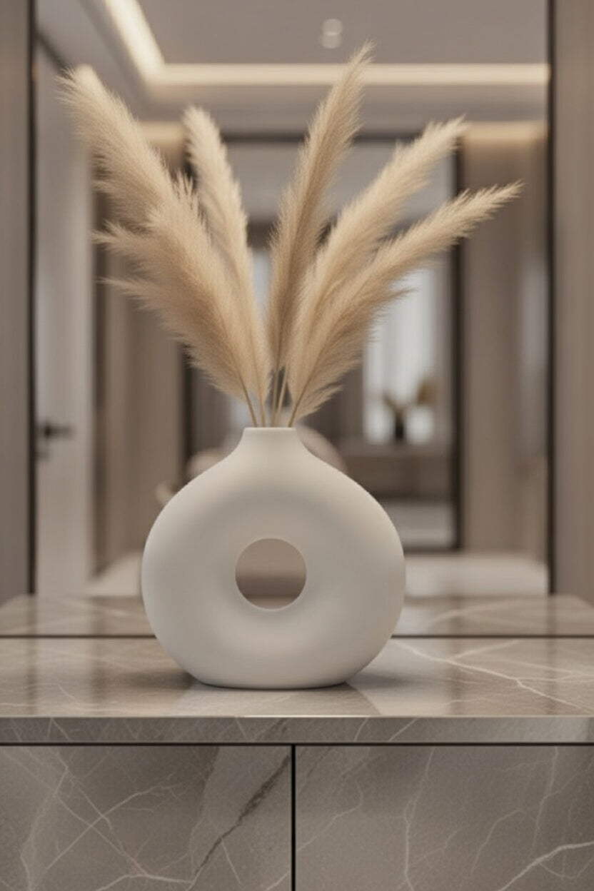 Safir Design Iskandinav Halka Vazo - Doğal Pampaslı