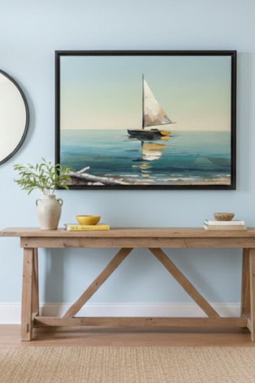 Safir Design Modern Deniz Manzaralı ve Yelkenli Çerçeveli Tablo