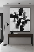 Safir Design Modern Soyut Siyah Beyaz Lüks Çerçeveli Tablo