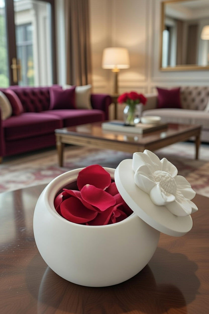 Safir Design Çiçek Kapaklı Dekoratif Kutu - Mücevher ve Takı Kutusu
