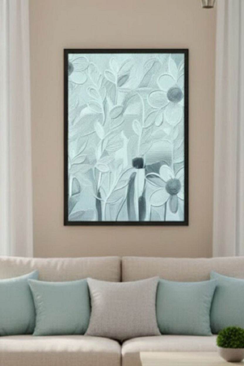 Safir Design Pastel Yeşil Çiçekli Çerçeveli Tablo