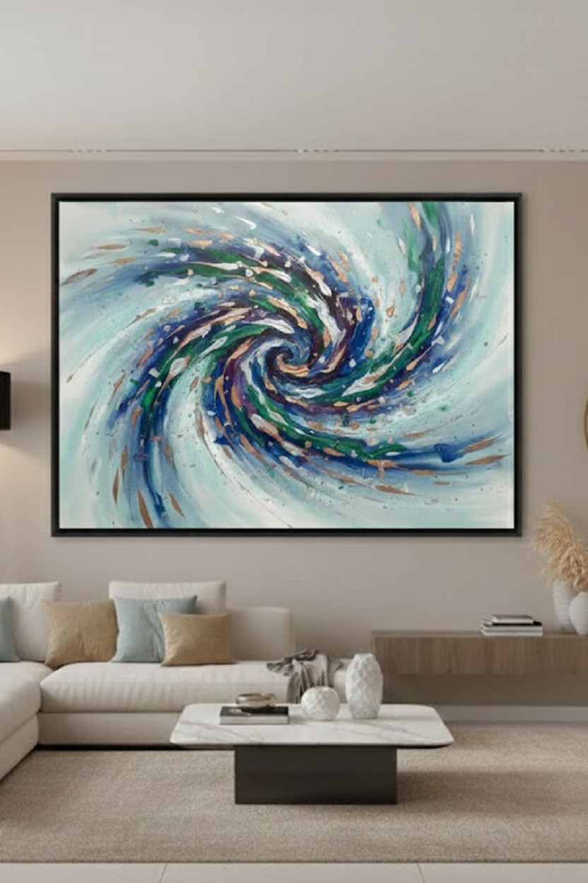 Safir Design Modern Soyut Girdap Tasarımlı Çerçeveli Duvar Tablosu