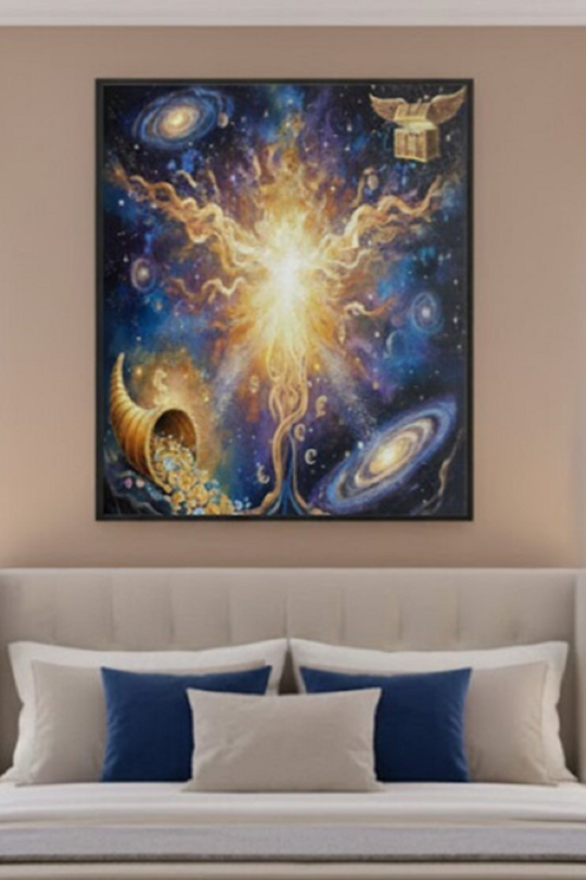 Safir Design Kozmik Enerji Şans Bolluk Bereket ve Manifest Için Çerçeveli Tablo